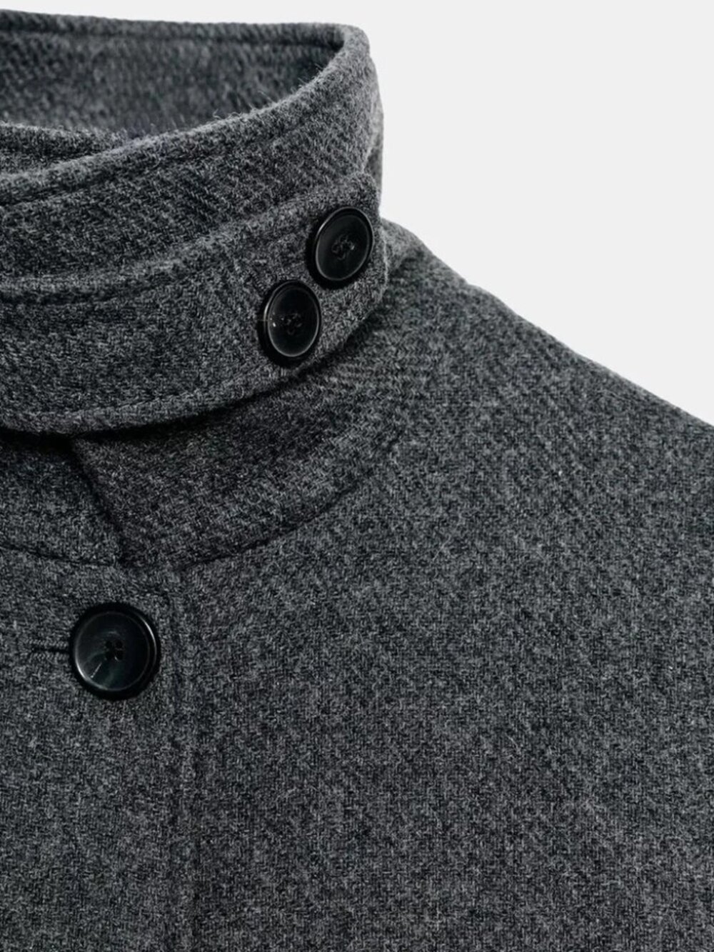 ZARA WOMAN NEW WOOL BLEND SHORT COAT WITH HIGH NECK GRAY SIZE XL 2070/397 NWT - Picture 10 of 11